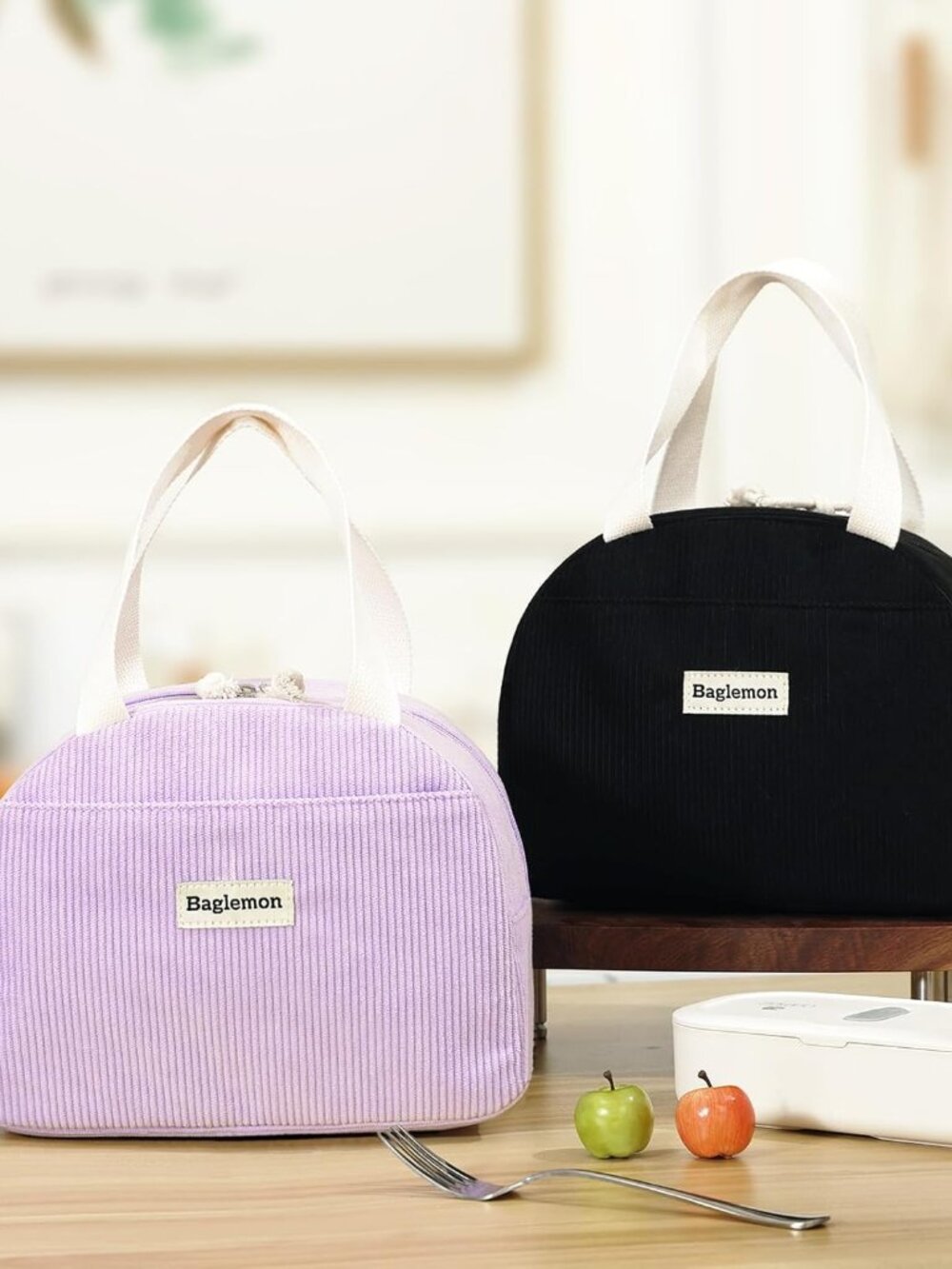 Lunch Bag for Women Men Cute Corduroy Lunch Tote Bags Reusable Insulated Lunch B - Picture 2 of 8